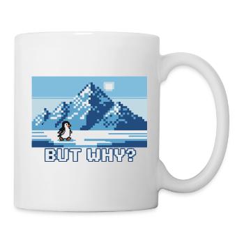 Funny Nihilistic Penguin Greenland Pixel Art - Mug - white - Right