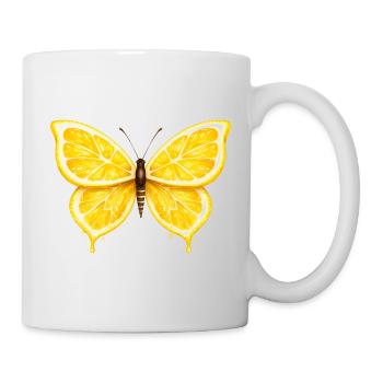 Lemon Wings – Glowing Fruit Butterfly - Mug - white - Right