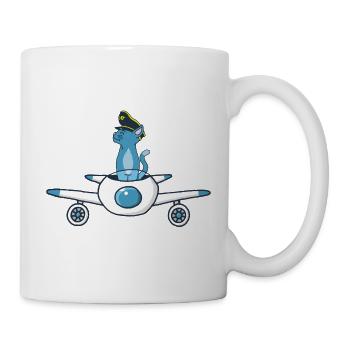 Flugzeugpilot Katze - Tasse - Weiß - Rechts