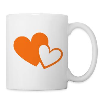 orangenes Herz orangen  Herzen Herzmuster - Tasse - Weiß - Rechts