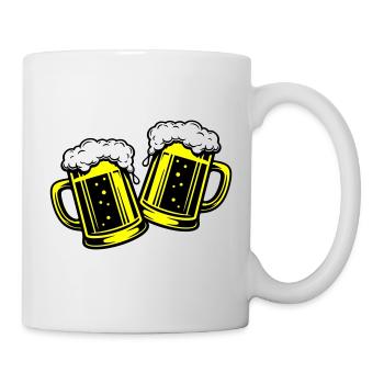 Bierglas Bier Anstossen - Tasse - Weiß - Rechts