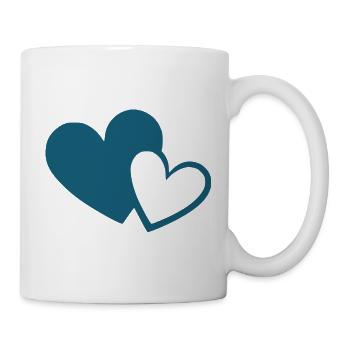 blue heart 2 hearts gift - Mug - white - Right