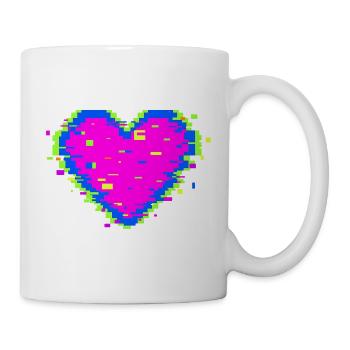Illustration d’amour avec un glitch de cœur en pixel - Mug blanc - blanc - Droite