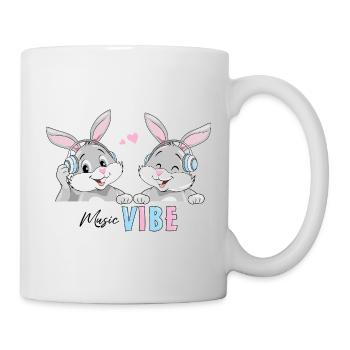 Happy_smiling_bunnies_in_headphones - Mug blanc - blanc - Droite