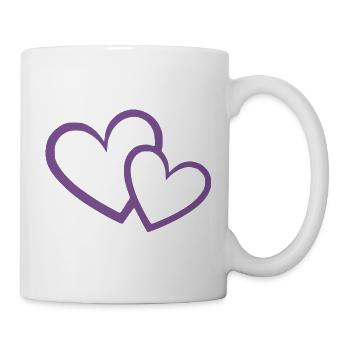 Cœur Vielettes 2 cœurs cœur violet motif - Mug blanc - blanc - Droite