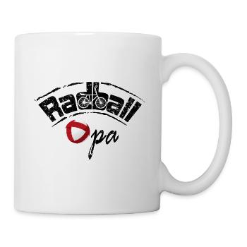 Radball, Cycleball, Hallenradsport, Opa - Tasse - Weiß - Rechts