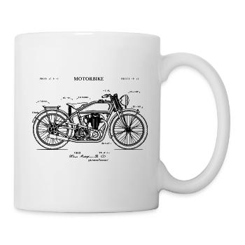 Vintage MOTORBIKE Patentdruck-BLAUPAUSEN - Tasse - Weiß - Rechts