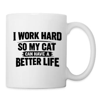 C’est drôle de travailler dur pour mon chat - Mug blanc - blanc - Droite