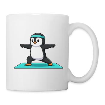 Yoga-Pinguinvogel in Kriegerhaltung - Tasse - Weiß - Rechts