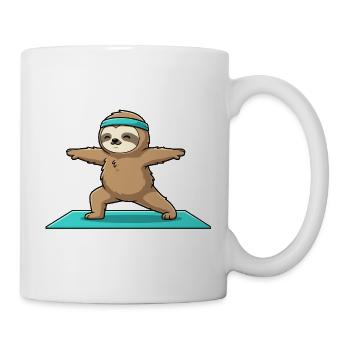 Yoga Faultier-Tier macht Krieger-Pose - Tasse - Weiß - Rechts