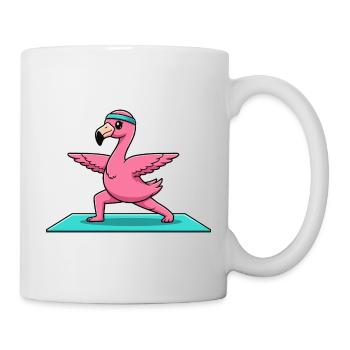 Yoga-Flamingo-Vogel macht Krieger-Pose - Tasse - Weiß - Rechts