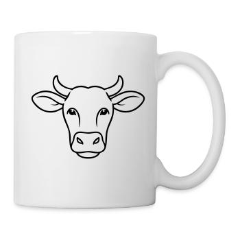 Kuh Kopf Line Art Minimal - Tasse - Weiß - Rechts