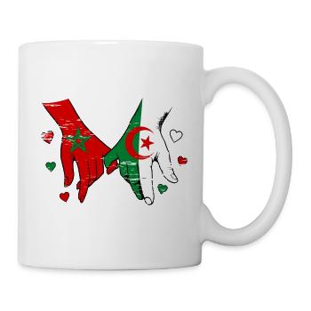 Marokko Algerien Flaggen Händehalten used - Tasse - Weiß - Rechts