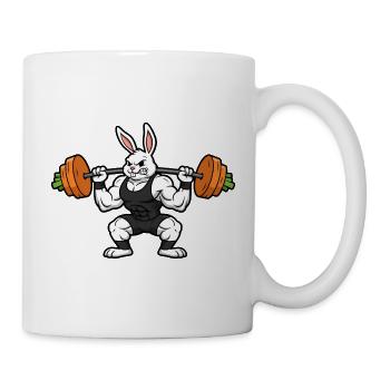 Hase Hantel Karotte Fitness - Tasse - Weiß - Rechts