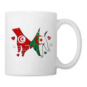 Tunisia Algeria Flag Holding Hands - Mug - white - Right