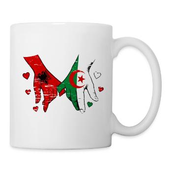 Albanien Algerien Flagge Händehalten used - Tasse - Weiß - Rechts