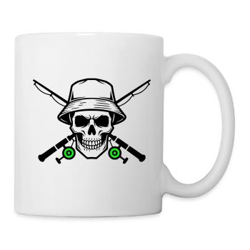 Angler Schädel Gekreuzte Ruten - Tasse - Weiß - Rechts