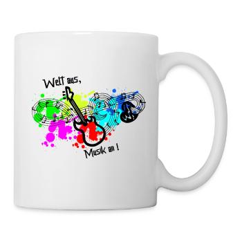 Musik an, Welt aus - Gitarre - Tasse - Weiß - Rechts