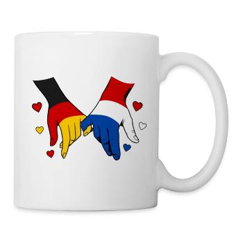 Deutschland Holland Flagge Händehalten - Tasse - Weiß - Rechts