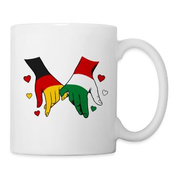 Germany Hungary Flag Holding Hands - Mug - white - Right
