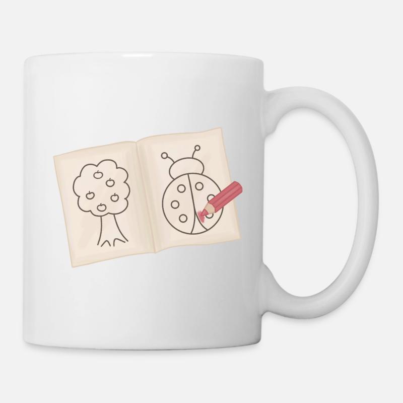 Baum und Marienkäfer Doodle Skizze - Tasse - Weiß