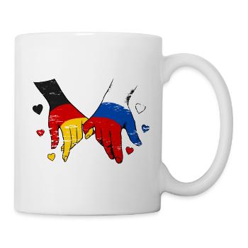 Deutschland Russland Flagge Händehalten - Tasse - Weiß - Rechts