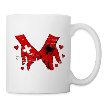 Drapeau suisse Albanie se tenant la main utilisé - Mug blanc - blanc - Droite