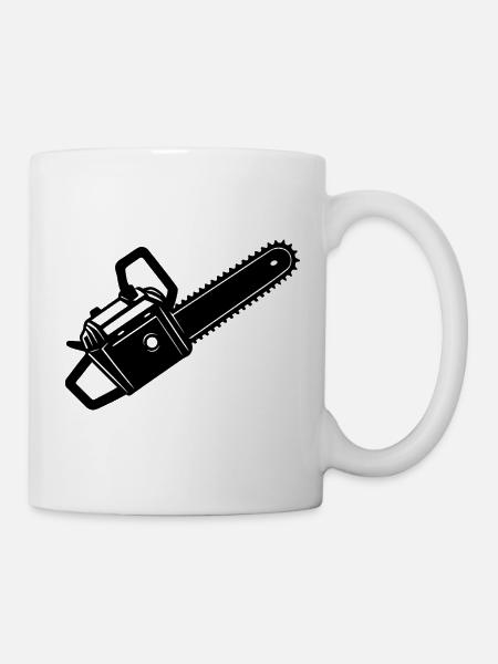 Holzschlag-Kettensäge - Tasse - Weiß