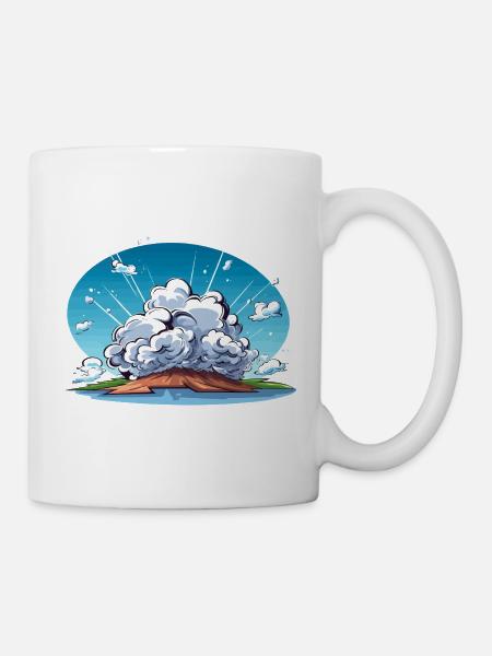 Comic Explosion im Landschaftspanorama - Tasse - Weiß