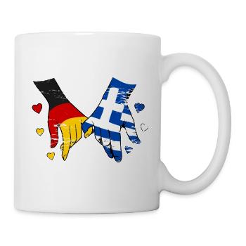 Deutschland Griechenland Flagge Händehalten - Tasse - Weiß - Rechts