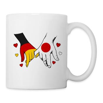 Deutschland_Japan_Flagge_Haendehalten - Tasse - Weiß - Rechts