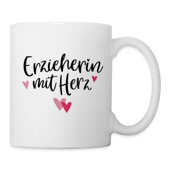 Kindergarten teacher with heart, gift kindergarten teacher, thank you - Mug - white - Right