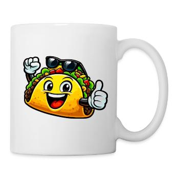 Fröhlicher Taco mit Sonnenbrille - Tasse - Weiß - Rechts