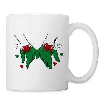 Wales_Flagge_Haendehalten - Tasse - Weiß - Rechts