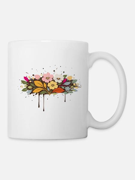 Florales Graffiti Blumen Illustration - Tasse - Weiß