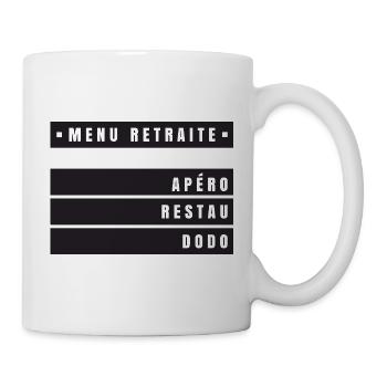 Menu Retraite (bandeau noir) - Mug blanc - blanc - Droite