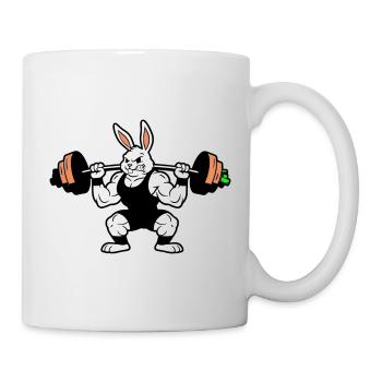 Muskel Hase Karotten Hantel - Tasse - Weiß - Rechts