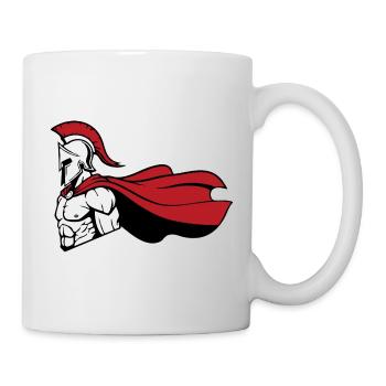 Spartiate_Guerrier_Mascotte_Casque_Cape_Rouge - Mug blanc - blanc - Droite