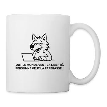 Loup blasé face à la paperasse - Mug blanc - blanc - Droite
