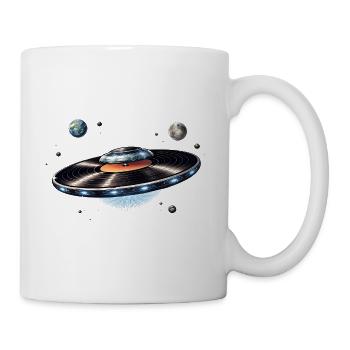 UFO from vinyl record in space - Mug - white - Right