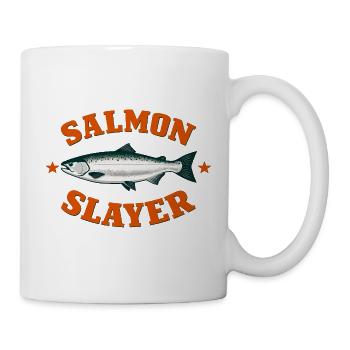 Funny Salmon Slayer Fishing Humor - Mug - white - Right