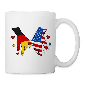 Germany USA Flag Holding Hands - Mug - white - Right