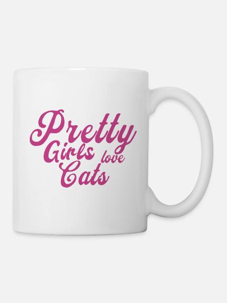 Pink Katzenliebe Spruch - Tasse - Weiß