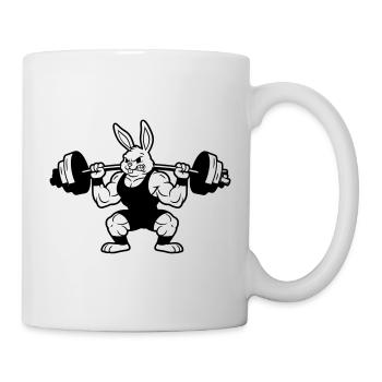 Muscle Bunny Dumbbell Outline - Mug - white - Right