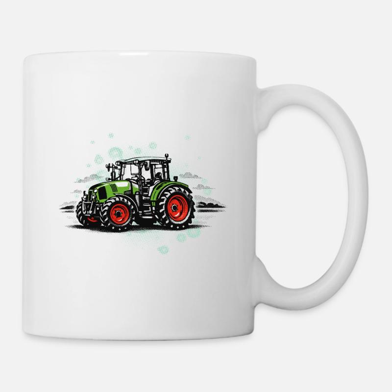 Vintage Tractor – Halftone Trekker Gift - Mug - white