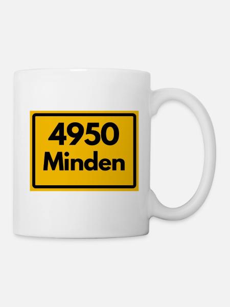 ALTE POSTLEITZAHL PLZ RETRO 4950 MINDEN - Tasse - Weiß