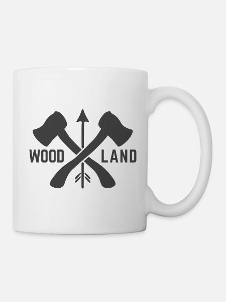 Woodland Axe Outdoor Camping Bushcraft Design - Mug - white