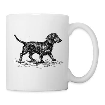 Dackel Sketch – Minimalistisches Hund Design - Tasse - Weiß - Rechts