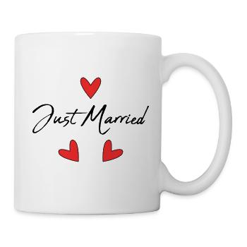 GERADE VERHEIRATET. Junggesellinnenabschied. VALENTINSTAG. PAAR - Tasse - Weiß - Rechts