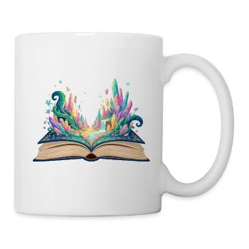 Dream World Awakens from Book Pages Fantasy Book - Mug - white - Right